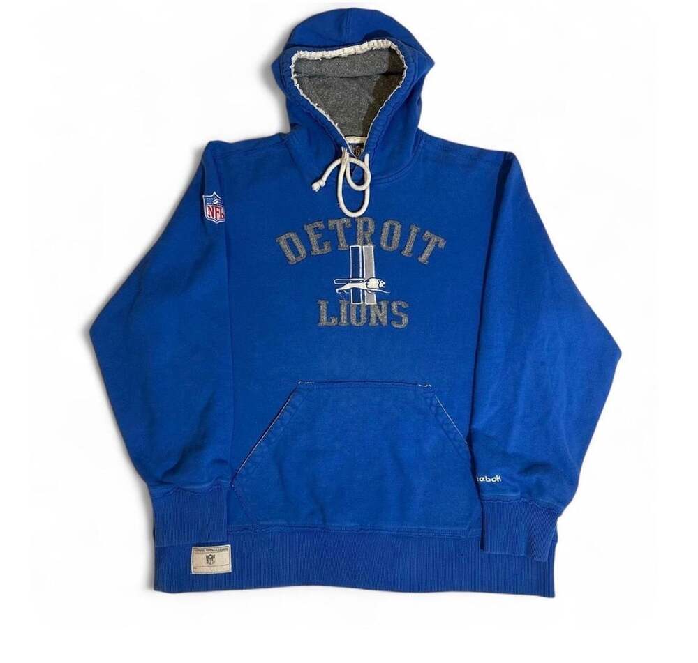 Reebok NFL Vintage Collection Detroit Lions Blue Pullover Hoodie XL
